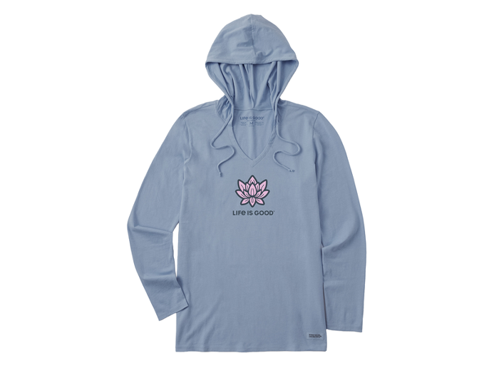 Life is Good Women's Long Sleeve Hooded Crusher Lite Tee - Lotus LIG