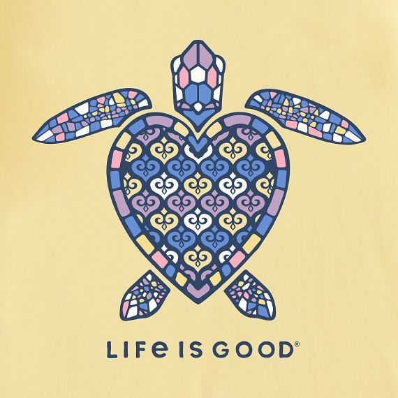 Life is Good Women's Long Sleeve Hooded Crusher Lite Tee - Mandala Heart Turtle