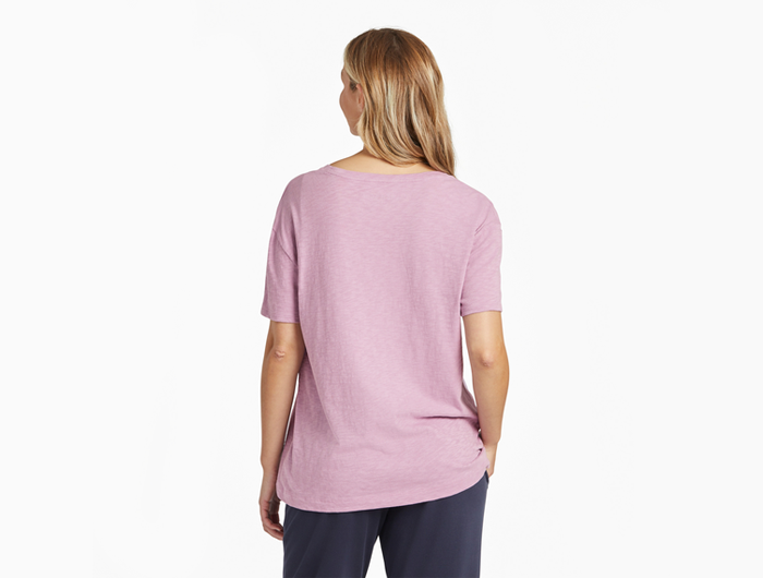 Life is Good Women's Relaxed Fit Slub Tee - Moon Flower