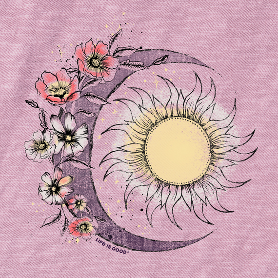 Life is Good Women's Relaxed Fit Slub Tee - Moon Flower