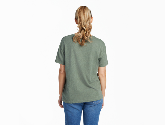 Life is Good Women's Relaxed Fit Slub Tee - Detailed Sunflower