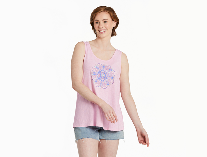 Life is Good Women's Textured Slub Tank - Turtle Mandala