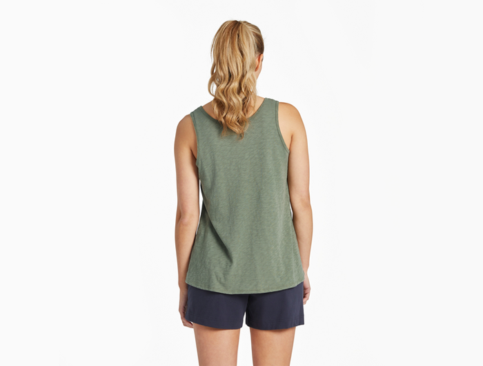 Life is Good Women's Textured Slub Tank - Life Isn't Perfect Woodblock Mountains