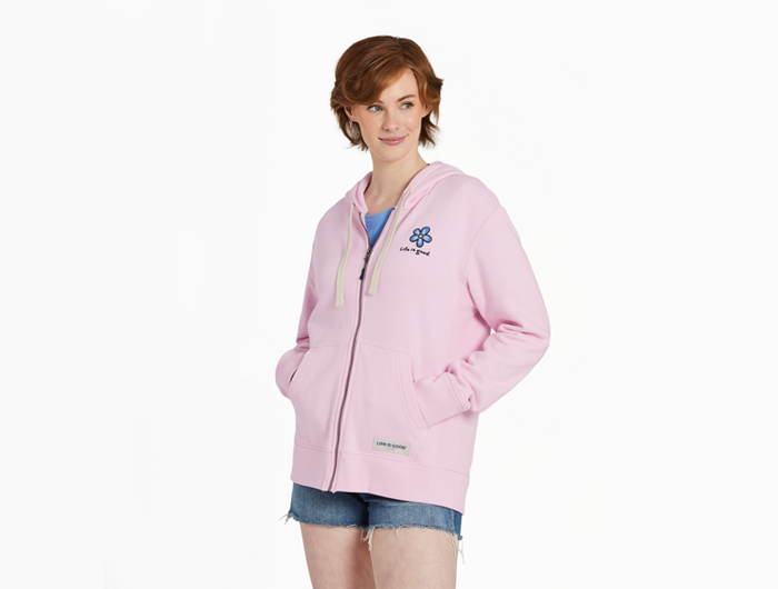 Life is Good Women's Simply True Fleece Zip Hoodie - Sweet Daisy