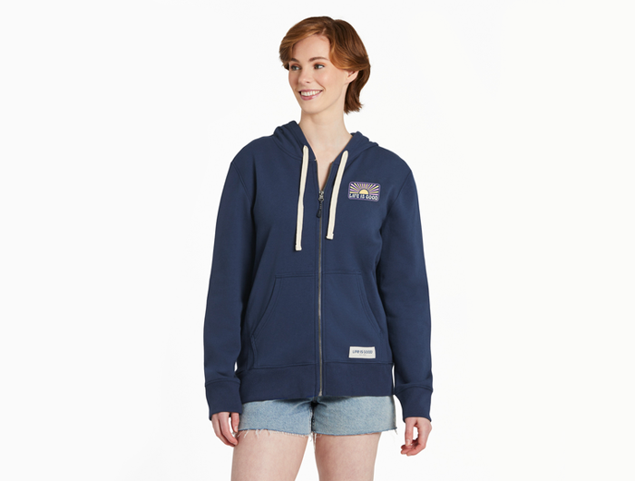 Life is Good Women's Simply True Fleece Zip Hoodie - Retro Sunburst