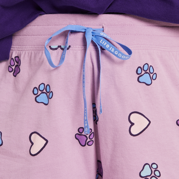 Life is Good Women's Snuggle Up Sleep Short - Hearts and Paws Pattern