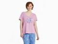 Life is Good Women's Snuggle Up Relaxed Sleep Vee - Butterfly and Floral Compass