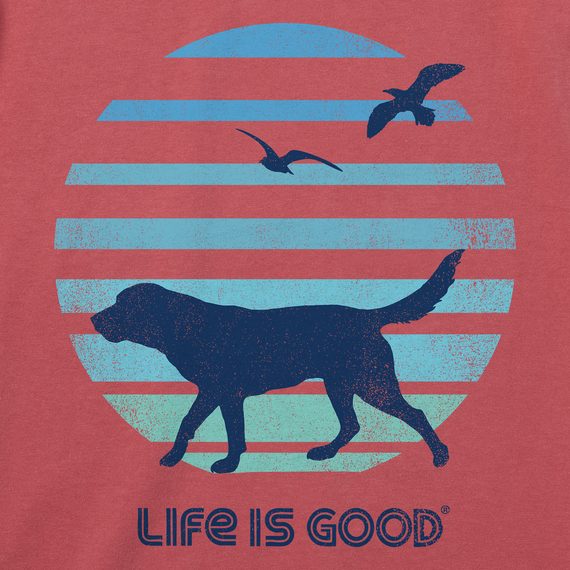 Life is Good Men's Crusher Tee - 70's Retro Dog Beach Walk