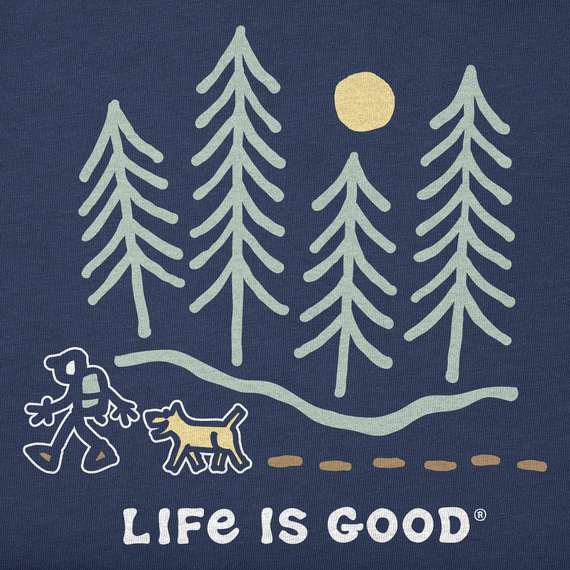 Life is Good Men's Crusher Lite Tee - Hiking Through the Woods