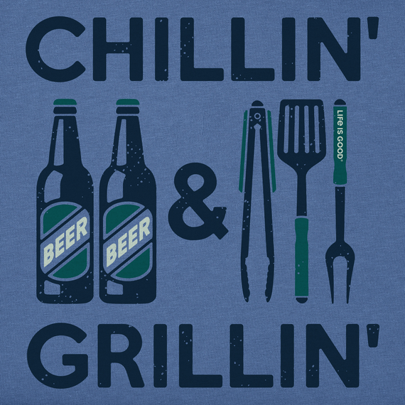 Life is Good Men's Crusher Lite Tee - Chillin' & Grillin' Beer & BBQ