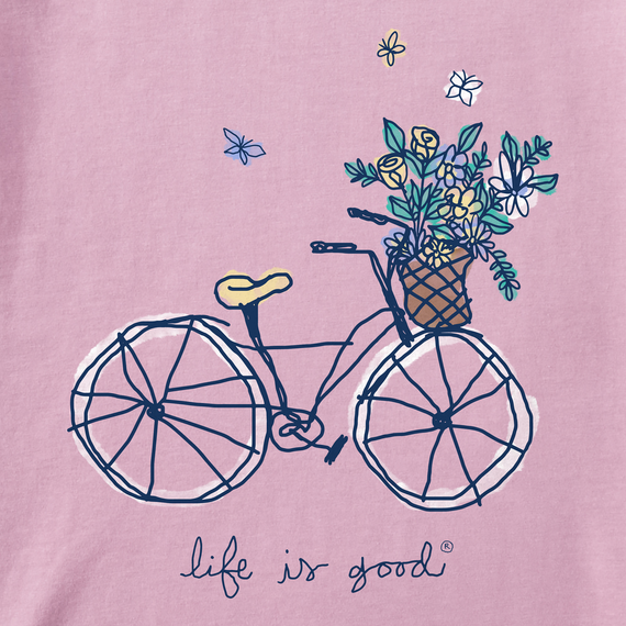 Life is Good Kids' Crusher Tee - Quirky Flower Basket Bike