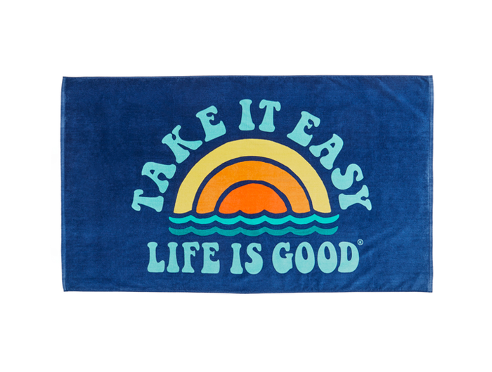 Life is Good x Berkshire Beach Towel - Take It Easy Rainbow Waves