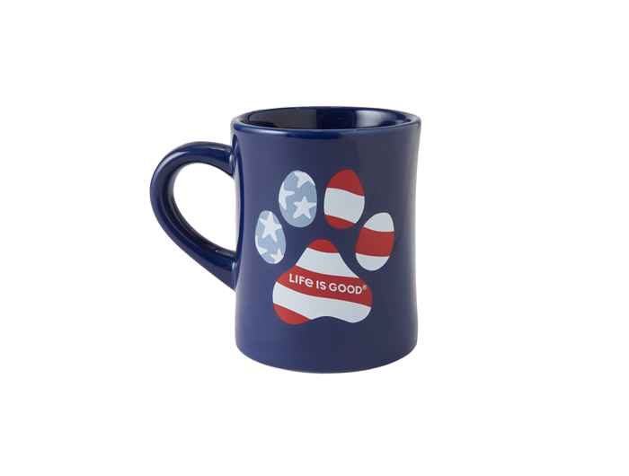 Life is Good Diner Mug - US Flag Paw