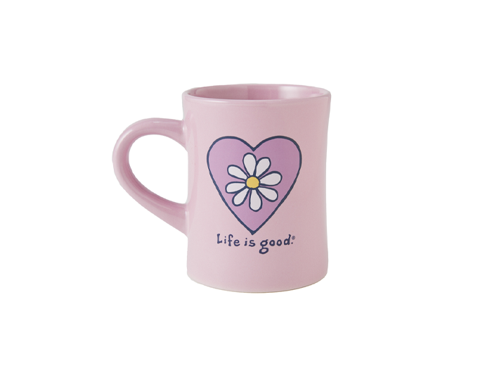 Life is Good Diner Mug - Simple Daisy Heart