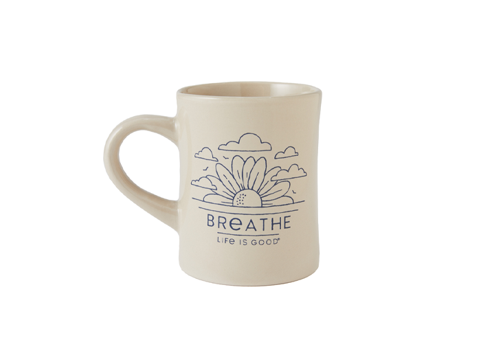 Life is Good Diner Mug - Breathe Sunflower Sunrise