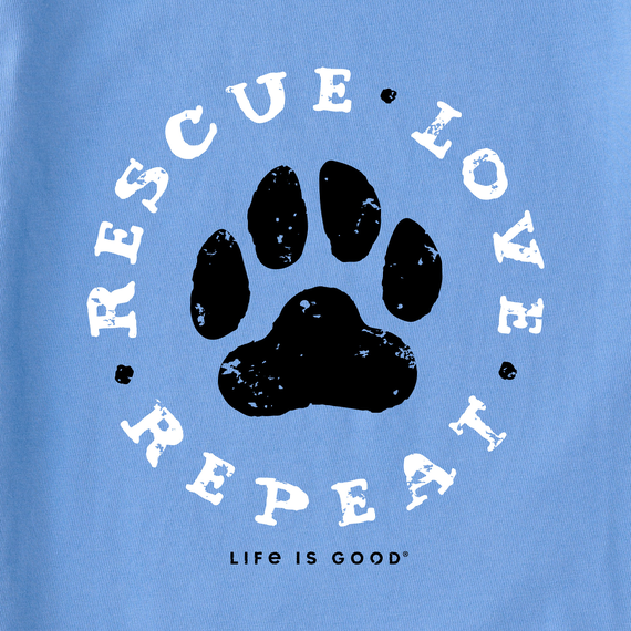 Life is Good Women's Crusher Tee - Rescue Love Repeat Paw