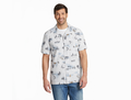 Life is Good Men's Camp Shirt - Outdoor Fishing Landscape Pattern