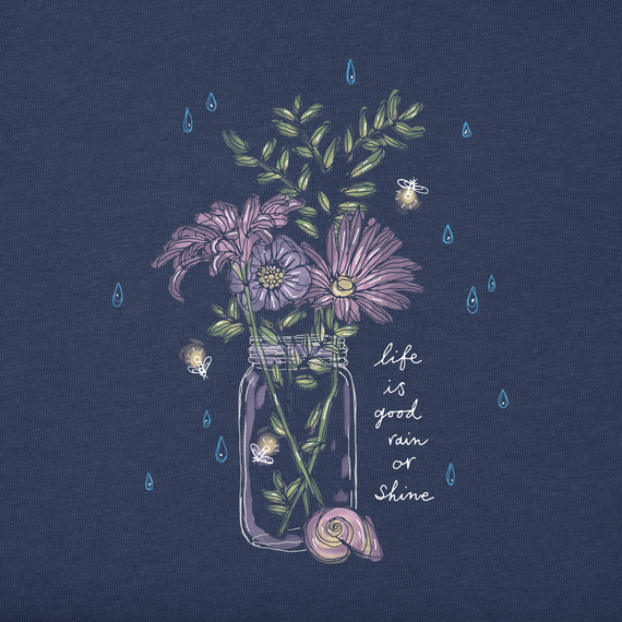 Life is Good Women's Crusher Lite Tee - Rain or Shine Flower Jar