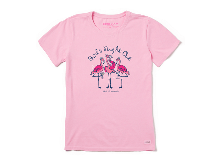 Life is Good Women's Crusher Tee - Girls Night Out Flamingo