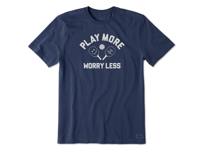 Life is Good Men's Crusher Tee - Play More Worry Less Pickleball