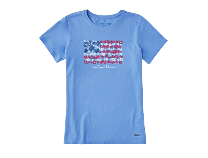 Life is Good Women's Crusher Tee - Count your Blossoms USA Flag