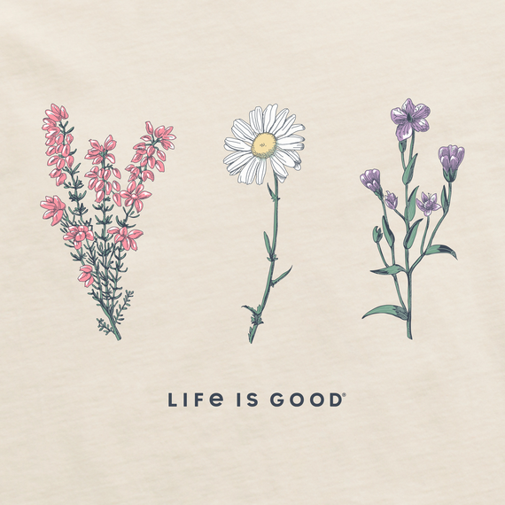 Life is Good Women's Long Sleeve Crusher Tee - Detailed Wildflowers