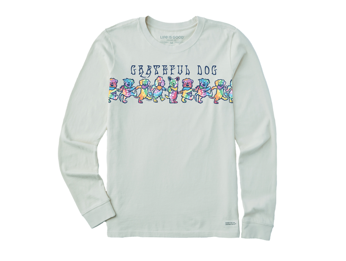 Life is Good Women's Long Sleeve Crusher Tee - Tie Dye Grateful Dogs