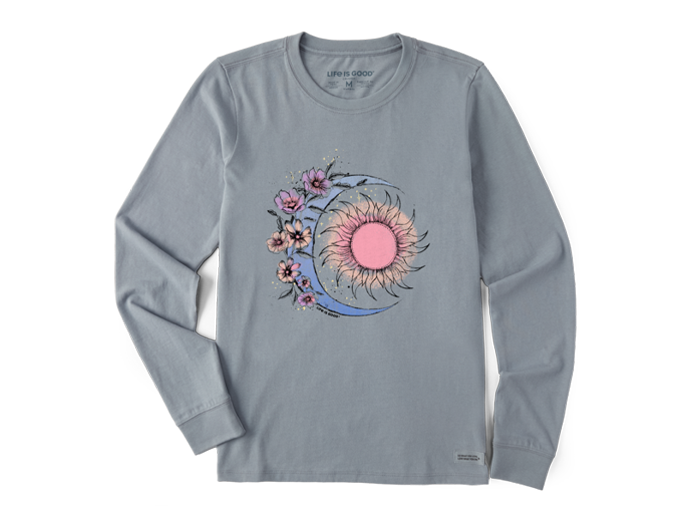 Life is Good Women's Long Sleeve Crusher Tee - Moon Flower