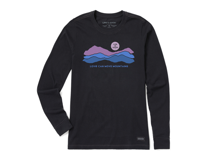 Life is Good Women's Long Sleeve Crusher Tee - Love Can Move Mountains