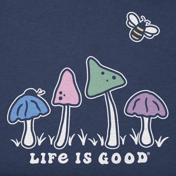 Life is Good Women's Long Sleeve Crusher Tee - Mushroom Retro Scene