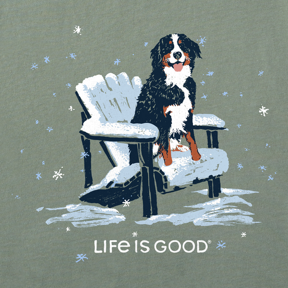 Life is Good Women's Long Sleeve Crusher Vee - Snowy Adirondack Bernese