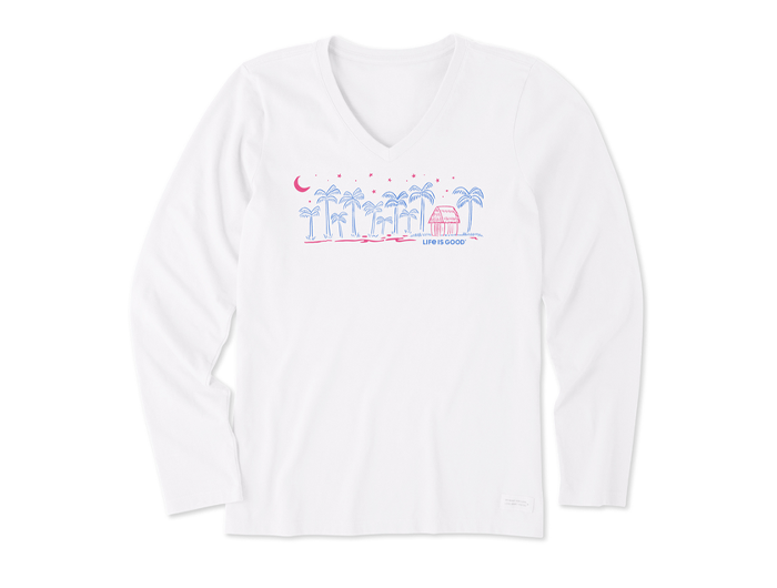 Life is Good Women's Long Sleeve Crusher Vee - Tahitian Moonscape