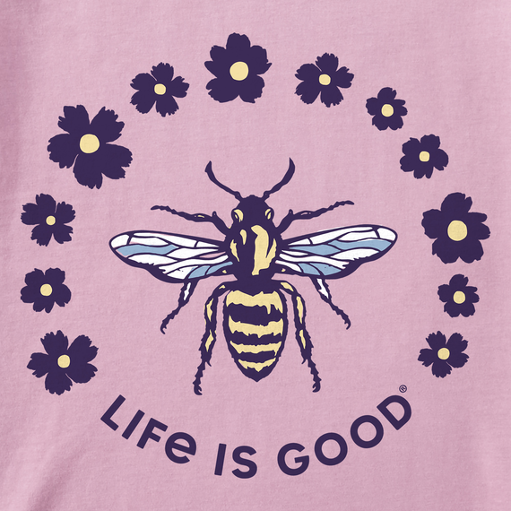 Life is Good Women's Long Sleeve Crusher Vee - Flower Bee Circle