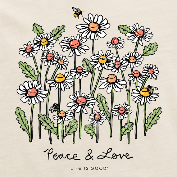 Life is Good Women's Crusher Lite Tee - Realaxed Peace and Love Daisy Bee