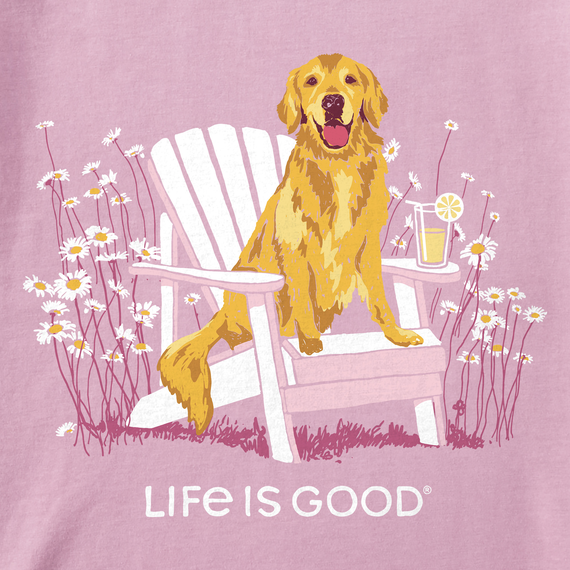 Life is Good Women's Crusher Lite Tee - Realisn't Golden Retriever Adirondack