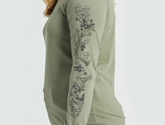 Life is Good Women's Long Sleeve Crusher Lite Tee - Linework Butterfly Trio