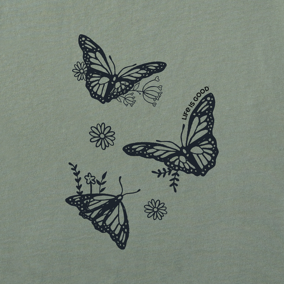 Life is Good Women's Long Sleeve Crusher Lite Tee - Linework Butterfly Trio