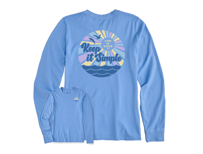 Life is Good Women's Long Sleeve Crusher Lite Tee - Groovy Keep it Simple Sun &amp; Sea