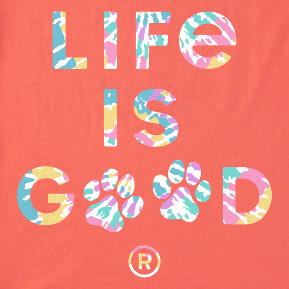 Life Is Good Women's Crusher Lite Vee - Tie Dye Life is Good Paw Print