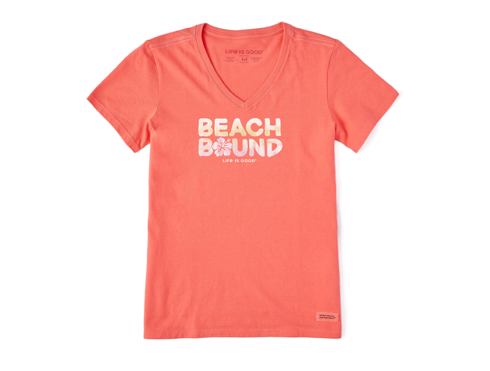 Life Is Good Women's Crusher Lite Vee - Wordsmith Beach Bound Hibiscus