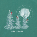 Life is Good Women's Long Sleeve Crusher Lite Vee - Snowy Pines with Cardinals