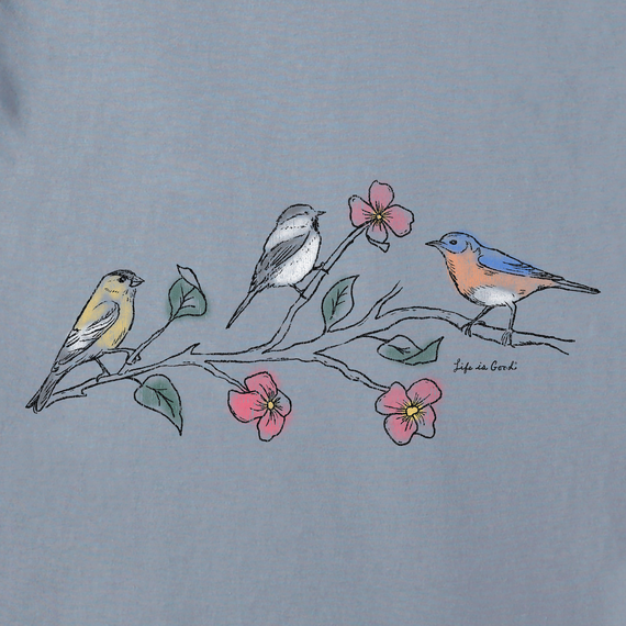 Life is Good Women's Long Sleeve Crusher Lite Vee - Dreamy Three Birds