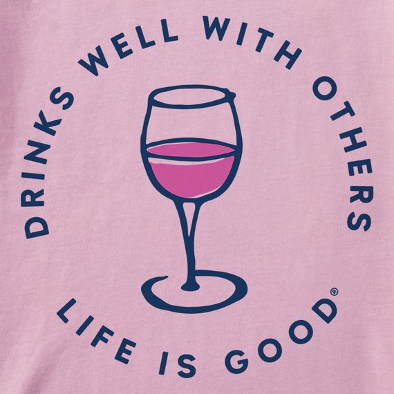 Life is Good Women's Long Sleeve Crusher Lite Vee - Drinks Well With Others Wine