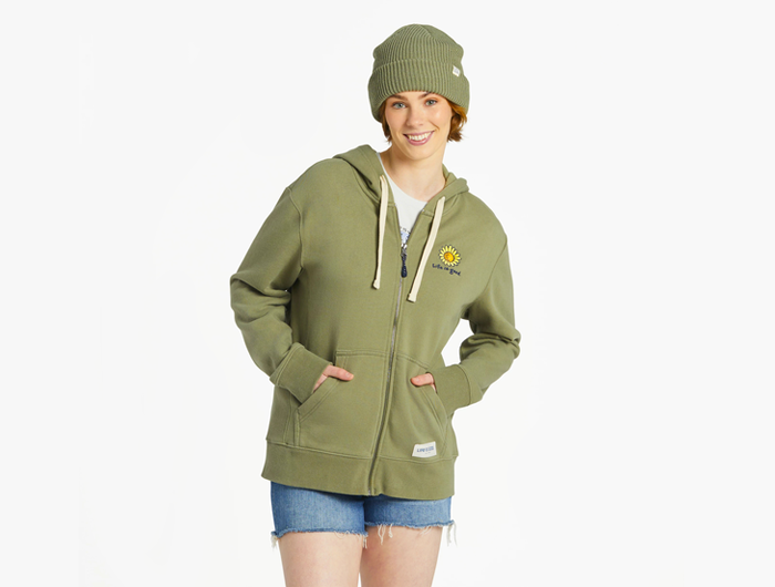 Life is Good Women's Simply True Fleece Zip Hoodie - Sunflower