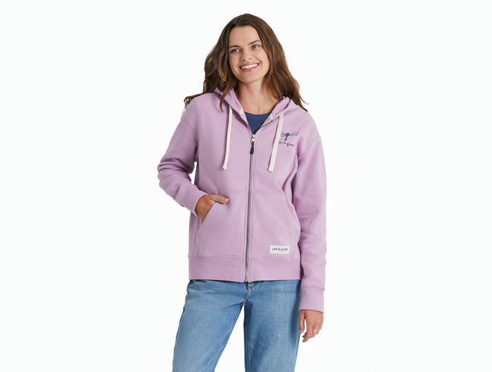 Sweat à Capuche Life Is Good Femme XL – Peace Flower Crusher – Beige, Manches Longues