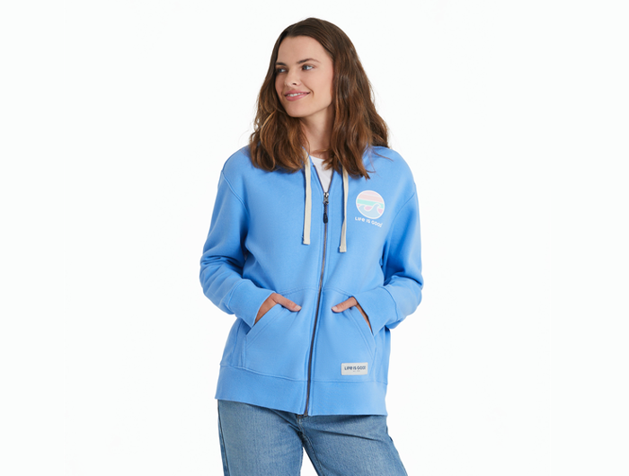 Life is Good Women's Simply True Fleece Zip Hoodie - Sunset Wave LIG