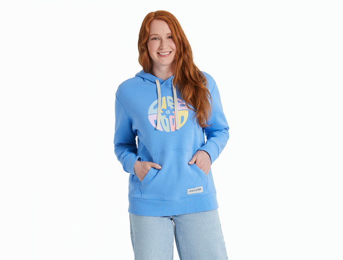 Life is Good Women's Simply True Fleece Hoodie - Daisy Circle Psychedelic