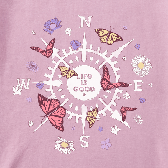 Life is Good Women's Crusher-Flex Hoodie Tunic - Butterfly and Floral Compass