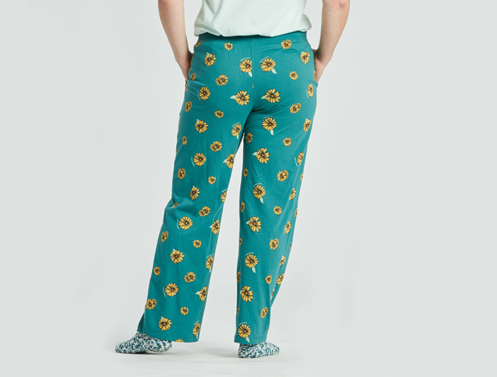 Life is Good Women's Snuggle Up Sleep Pant - Tossed Sunflower Pattern