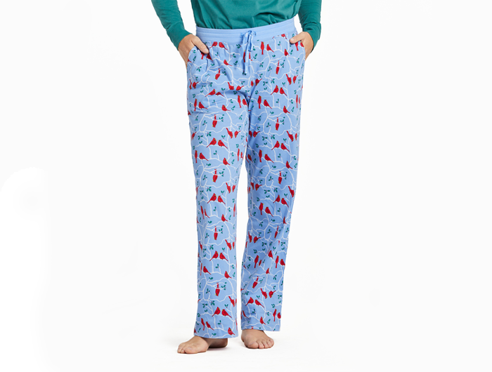 Life is Good Women's Snuggle Up Sleep Pant - Cardinal Branch Pattern